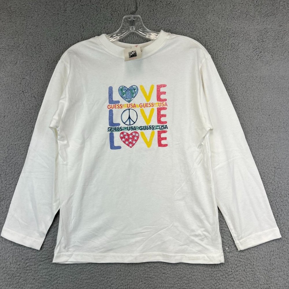 New Youth‎  Vintage Guess Long sleeve Shirt L Made In U.S.A White
